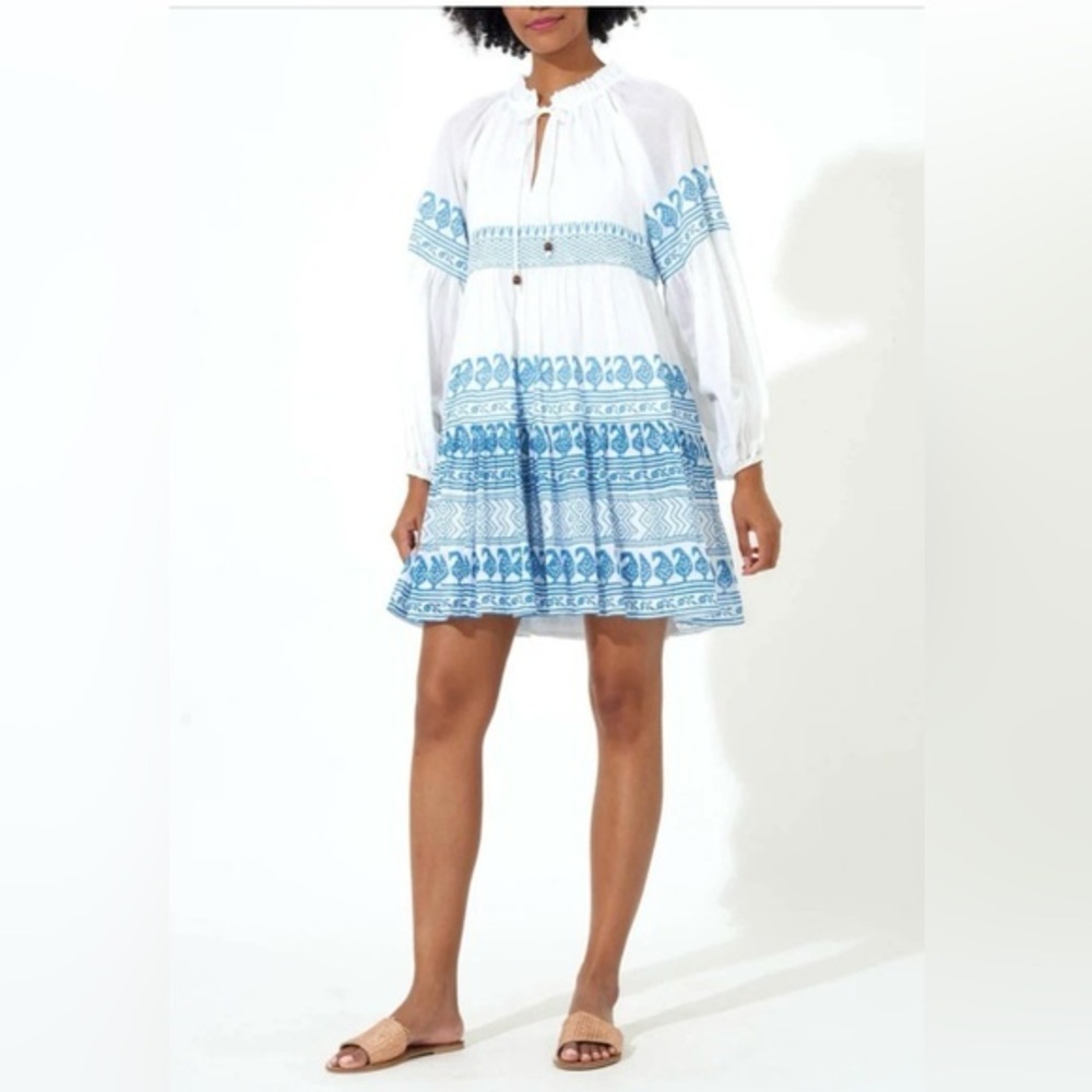 Oliphant White and Blue Mini Dress